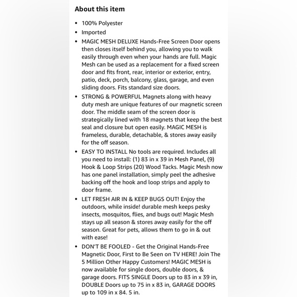 New! Magic Mesh Deluxe Hands-Free Screen Door - Picture 8 of 8